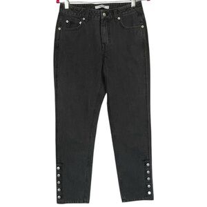 Anthropologie Thakoon Black High-Waisted Cropped Jeans with Button Detail Size‎